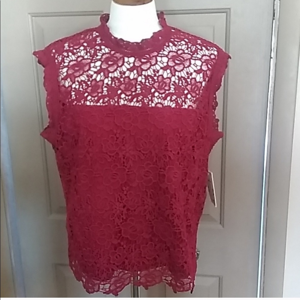 Nwt Cranberry Floral Print Lace Top